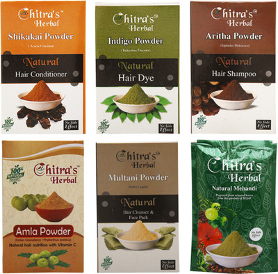 

Chitra's Herbal Natural Shikakai Powder- 100 Gm, Aritha Powder- 100 Gm, Amla Powder- 100 Gm, Mehendi Powder- 150 Gm, Indigo Powder- 50 Gm, Multani Powder- 100 Gm, Set of 6(100 g)