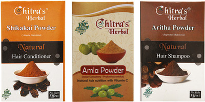 

Chitra's Herbal Natural Hair Nutrition Amla Powder- 100 Gm, Aritha Powder- 100 Gm, Shikakai Powder- 100 Gm, Set of 3(100 g)
