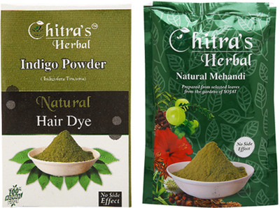 

Chitra's Herbal Natural Mehendi Powder- 150 Gram, Indigo Powder Hair Dye- 50 Gram, Set of 2(150 g)