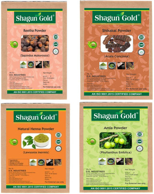 

SHAGUN GOLD Henna Powder With Amla Reetha Shikakai Powder Pack Of 4 (200Gm*4) 800G For Growth & Shining(800 g)