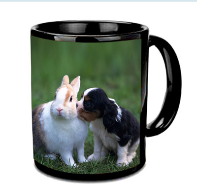 

Raj Laxmi Animals friendship black Ceramic Mug(350 ml)