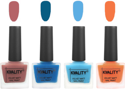 

Kwality Multicolor Matte Nail Polish Combo 2901202086 Dark Nude,Peacock Blue,Light Blue,Peach(Pack of 4)