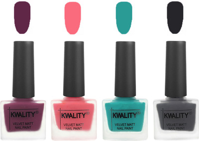 

Kwality Multicolor Matte Nail Polish Combo 2901202040 Purple,Frozen Pink,Sea Green,Dark Grey(Pack of 4)