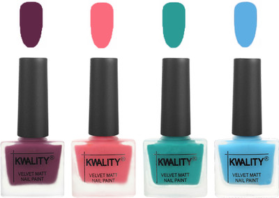 

Kwality Multicolor Matte Nail Polish Combo 2901202037 Purple,Frozen Pink,Sea Green,Light Blue(Pack of 4)