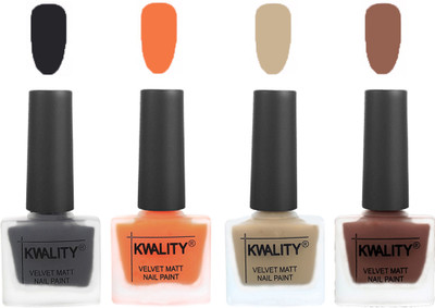 

Kwality Multicolor Matte Nail Polish Combo 2901202108 Dark Grey,Peach,Shock Brown(Pack of 4)