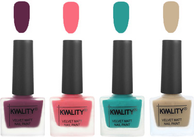 

Kwality Multicolor Matte Nail Polish Combo 2901202042 Purple,Frozen Pink,Sea Green,(Pack of 4)
