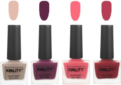 

Kwality Multicolor Matte Nail Polish Combo 2901202032 Light Baby ,Purple,Frozen Pink,Rani Pink(Pack of 4)