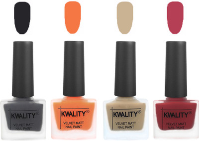 

Kwality Multicolor Matte Nail Polish Combo 2901202109 Dark Grey,Peach,Nude,Rani Pink(Pack of 4)