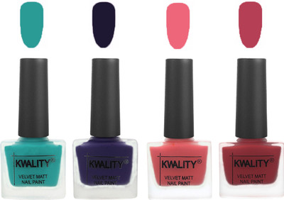 

Kwality Multicolor Matte Nail Polish Combo 2901202065 Sea Green,Royal Blue,Nude Pink,Rani Pink(Pack of 4)