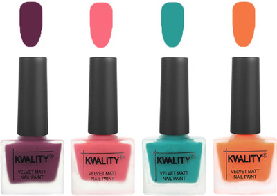 

Kwality Multicolor Matte Nail Polish Combo 2901202041 Purple,Frozen Pink,Sea Green,Peach(Pack of 4)