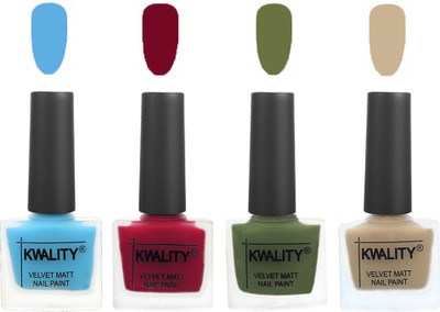 

Kwality Multicolor Matte Nail Polish Combo 2901202098 Light Blue,Berry ,Olive Green,Nude(Pack of 4)
