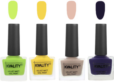 

Kwality Multicolor Matte Nail Polish Combo 2901201994 Light Lemon Green,Yellow,Light Baby ,Royal Blue(Pack of 4)