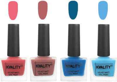

Kwality Multicolor Matte Nail Polish Combo 2901202075 Nude Pink,Dark Nude,Peacock Blue,Light Blue(Pack of 4)