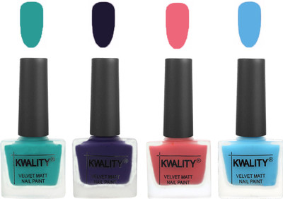 

Kwality Multicolor Matte Nail Polish Combo 2901202058 Sea Green,Royal Blue,Nude Pink,Light Blue(Pack of 4)