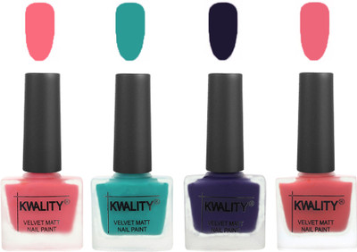 

Kwality Multicolor Matte Nail Polish Combo 2901202045 Frozen Pink,Sea Green,Royal Blue,Nude Pink(Pack of 4)