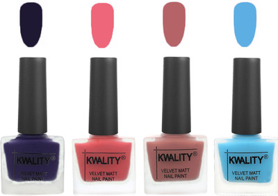 

Kwality Multicolor Matte Nail Polish Combo 2901202067 Royal Blue,Pink,Dark ,Light Blue(Pack of 4)