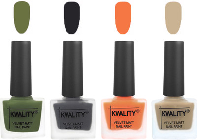 

Kwality Multicolor Matte Nail Polish Combo 2901202105 Olive Green,Dark Grey,Peach,Nude(Pack of 4)