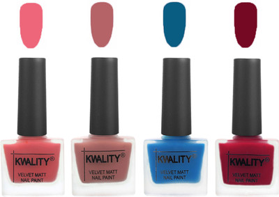 

Kwality Multicolor Matte Nail Polish Combo 2901202076 Pink,Dark ,Peacock Blue,Berry(Pack of 4)