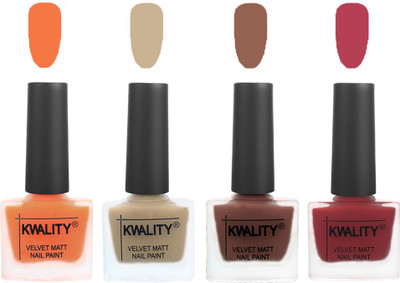 

Kwality Multicolor Matte Nail Polish Combo 2901202110 Peach,Nude,Shock Brown,Rani Pink(Pack of 4)