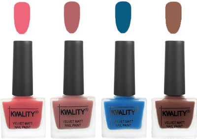 

Kwality Multicolor Matte Nail Polish Combo 2901202081 Pink,Dark ,Peacock Blue,Shock Brown(Pack of 4)