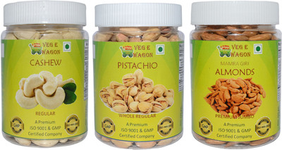 

Veg E Wagon Cashew Reg,Mamra Almonds Pre&Pista Whole Reg(250 Each) Cashews, Almonds, Pistachios(750 g, Plastic Bottle)