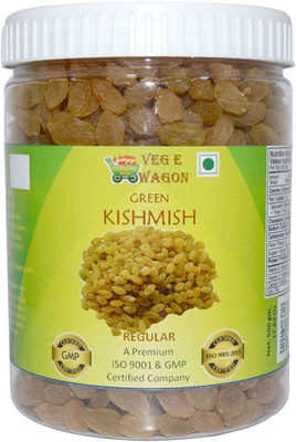 

Veg E Wagon Green Kishmish(Raisins) Regular 500 in Pet Jar Raisins(500 g, Plastic Bottle)
