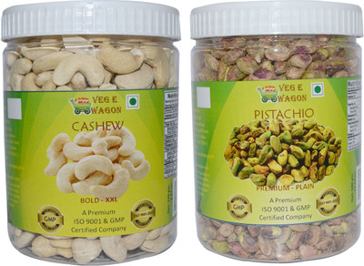 

Veg E Wagon Cashew & Pista Premium Plain (500 Each) Cashews, Pistachios(1000 g, Plastic Bottle)