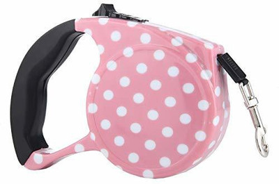 

Kolorfish Retractable 16ft Dog Walking Leash for S/M/L Size Dogs up to 110lbs (Pink Polka Dots) 500 cm Dog Strap Leash(Pink)