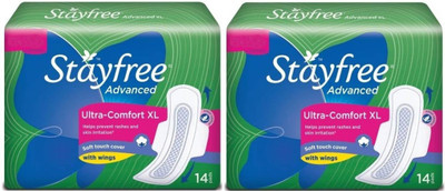 

Stayfree Advanced XL Wings Sanitary 14+14 Pad Sanitary Pad(Pack of 2)