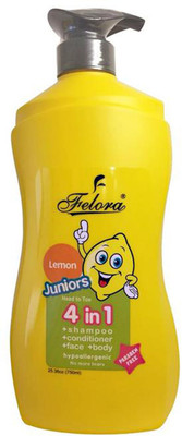 

Felora juniors Head to Toe 4 in 1 Shampoo + Conditioner + Bodywash 750ml (25.36oz) - Lemon(750 ml)