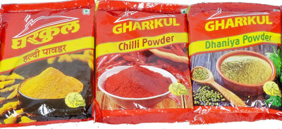 

Gharrkul Chilli Powder, Termeric Powder, Dhaniya Powder - A Combo Pack of each 100 gm(300 g)