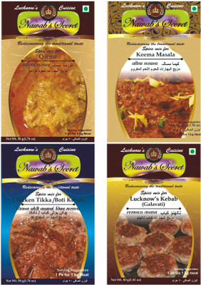 

Nawab's Secret Qorma,Keema,Chicken Boti, Lucknow(Galawati) Kebab Masala[PK of 4](4 x 62.5 g)