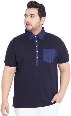 bigbanana Solid Men Polo Neck Dark Blue T-Shirt