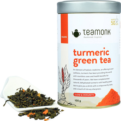 

Teamonk Global Nilgiris Turmeric Green Tea, 100 Grams (Makes 50 Cups)/ for Glow and Immunity Turmeric Green Tea(100 g, Tin)
