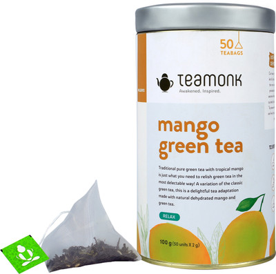 

Teamonk Global Nilgiris Mango Green Tea, 50 Pyramid Teabags | Fruit Tea for Relaxation - 50 Mango Green Tea Bags(50 Bags, Pouch)