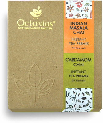 

Octavius Indian Masala & Cardamom Chai Ready Tea Economy Pack ( 2 in 1) Assorted Tea(50 Bags, Box)