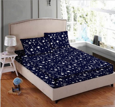 SHIV TEXTILE 144 TC Polycotton Double 3D Printed Flat Bedsheet(Pack of 1, Multicolor)