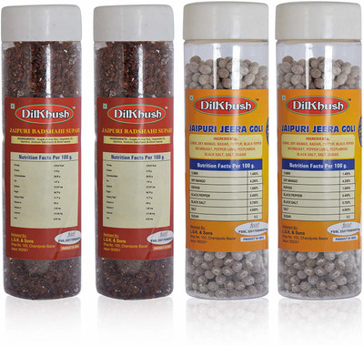 

indian platter Dilkhush Jaipuri700 g (Combo of 4) Badshahi Supari Mouth Freshener(Pack of 4)