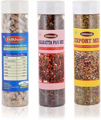 

indian platter Dilkhush Jaipuri 500 grams, Pack of 3 Nazrana Supari, Export Mix, Kalkatta Pan Mix, Jaipuri Aam Mouth Freshener(Pack of 3)