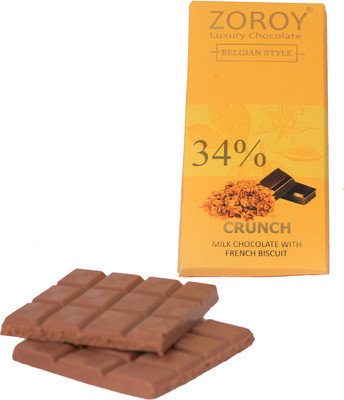 

Zoroy Luxury Chocolate Pure Belgian Couverture Milk Chocolate Crunch bar - 100gms Bars(100 g)