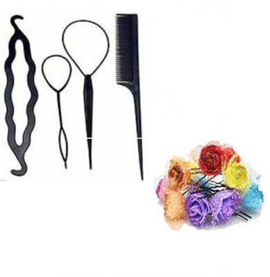 

S R Enterprises flower design juad hair pin and diy kit juad maker [pack of 16pcs](Set of 16)