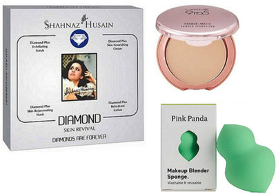 

pinkpanda Sponge puff, shahnaz husain diamond facial kit, Lakme 9to5 primer + matte powder foundation(Set of 3)