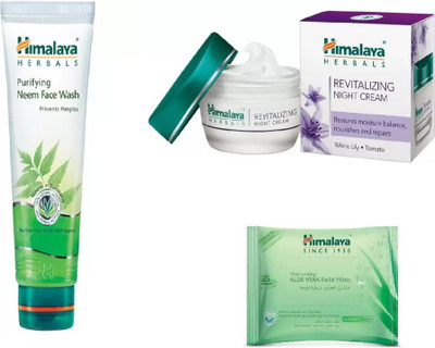 

Himalaya neem face wash, night cream, aloe vera facial wipes(Set of 3)