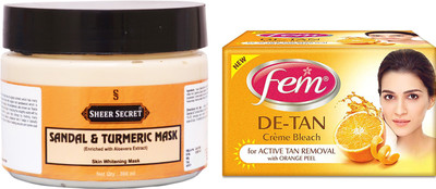 

Sheer Secret Sandal & Turmeric Mask 300ml and Fem De-Tan Bleach 30g(Set of 2)