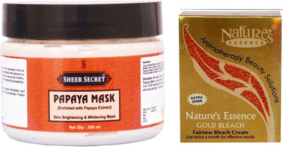 Sheer Secret Papaya Mask 300ml and Nature's Gold Bleach 43g(Set of 2)