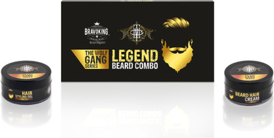 

Bravoking LEGEND Beard Combo- Hair Cream and Hair Styling Gel.(Set of 2)