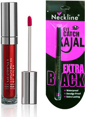 

mistral of milan long wear red velvet liquid lipstick and nackline kajal(Set of 2)