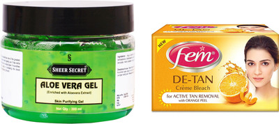 

Sheer Secret Aloe Vera Gel 300ml and Fem De-Tan Bleach 30g(Set of 2)