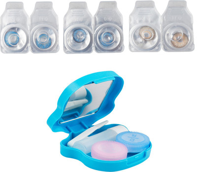 Optify Combo Pack Monthly Color Contact Lens With Travel Kit Monthly Contact Lens(1, Brown-Blue-Light Blue, Pack of 3)