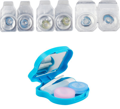 Optify Combo Pack Monthly Color Contact Lens With Travel Kit Monthly Contact Lens(1, Blue-Blue-Green, Pack of 3)